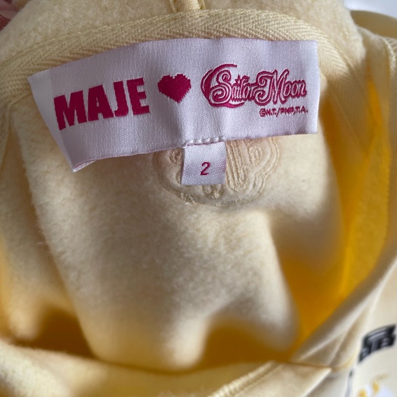 Maje Sailormoon Princess serenity hoodie yellow sweatshirt size 2 medium - Picture 7 of 8
